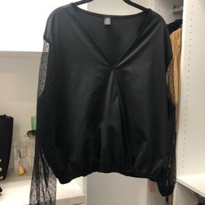 Never worn black, long sleeve lace blouse